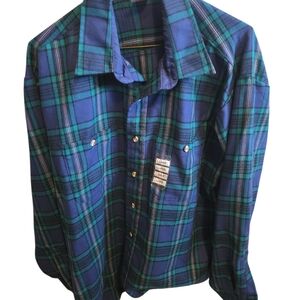 Classic Blue and Green Plaid Men's Shirt